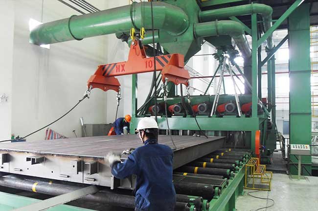 auto blasting machine for steel fabrication