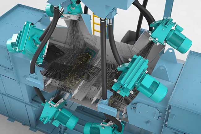 wire mesh belt shot blasting machine blasting wheel layout 2