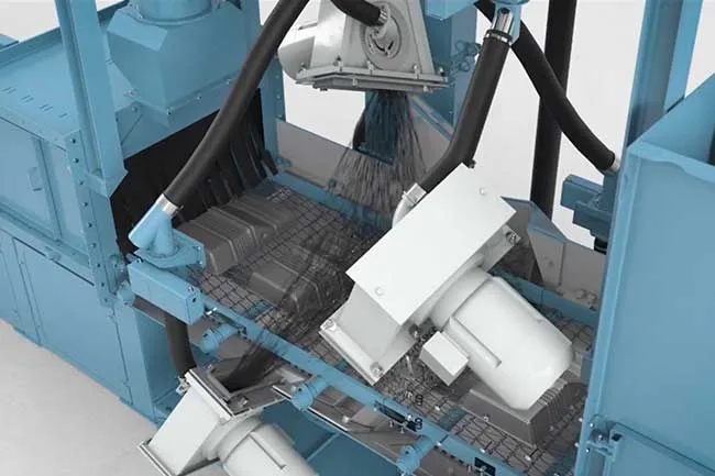 wire mesh belt shot blasting machine blasting wheel layout 4