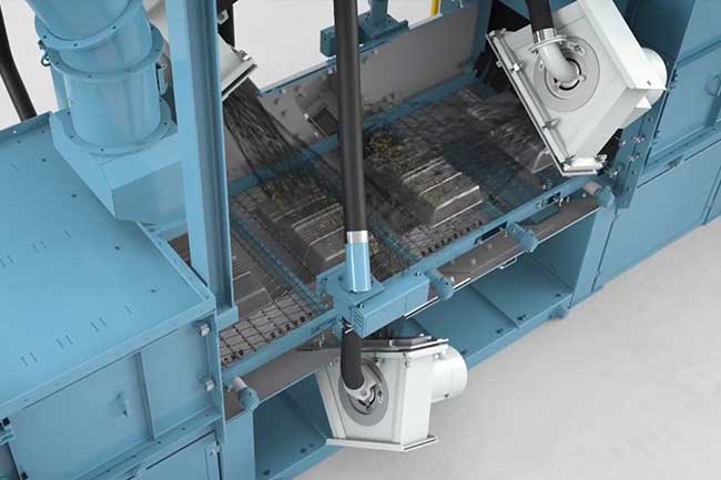 wire mesh belt shot blasting machine blasting wheel layout 5